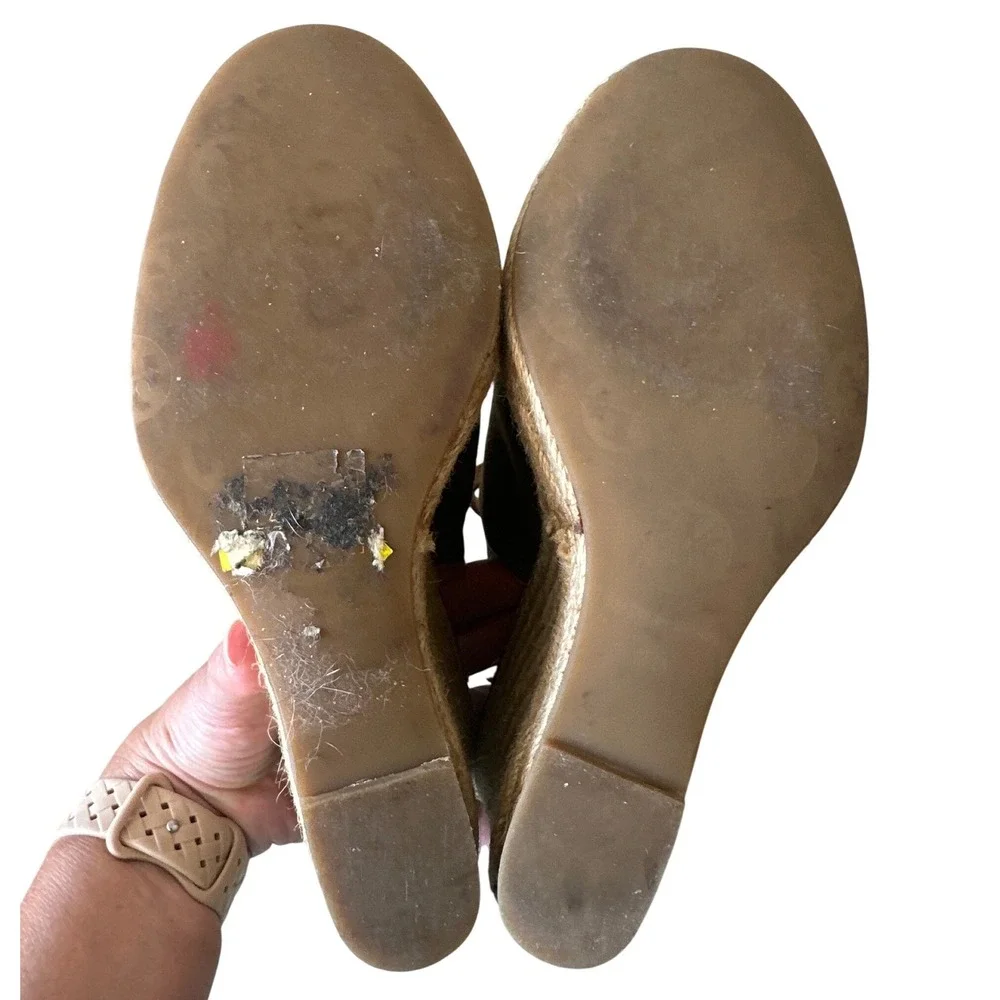 Tory Burch Blair Wedge Lace Up Espadrilles Olive Canvas Size 8